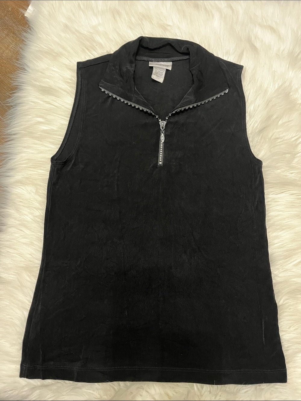 Sleeveless Black Half-Zip Tank Top